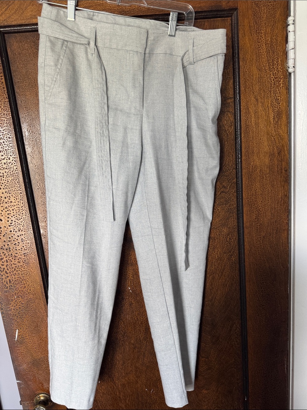 LOFT Light Gray Women’s  Pleat-Front Dress Pants with Self Tie